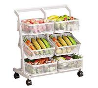 Chariot de rangement pour fruits et légumes sur roulettes, étagère de rangement à 3/4 niveaux avec paniers en maille amovibles, support de présentation mobile en métal