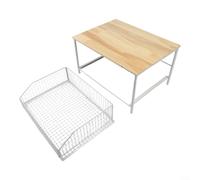 Chariot de rangement pour micro-ondes avec panier coulissant inférieur en métal et cadre en MDF 37 x 26 x 20 cm Support mobile avec roulettes verrouillables Convient pour organiser les casseroles et