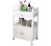 Chariot de rangement pour salon de beauté avec 1 tiroir et 1 placard Blanc 55 x 33 x 80 cm