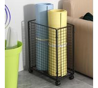 Chariot De Rangement pour Tapis De Yoga avec roulettes, Support Rouleaux en Mousse Pliable pour Salle De Gym Domicile, Panier pour Équipement D'entraînement Au Sol, Étagère D'affichage