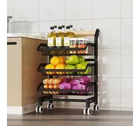 Chariot de rangement réglable à roulettes, présentoir à collations en métal avec roulettes, étagère de cuisine à 3 à 5 niveaux pour fruits, légumes, frites et jouets