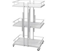 Chariot de rangement roulant en métal pour salon - Étagères utilitaires à 3 niveaux avec roues verrouillables - Chariot de salle de bain pour spa de beauté, cosmétologie, tatouage, manucure et station