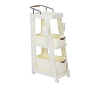 Chariot de Rangement Roulant, Grand Chariot Utilitaire avec Roulettes, Organisateur de Rangement Mobile pour Bureau, Cuisine, Salle de Bain, Buanderie, Garde-manger, Zones (Crème
