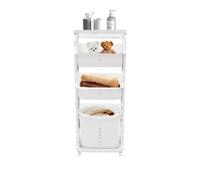 Chariot de rangement sur roulettes 43 x 29 x 115,5 cm - Design à 4 niveaux - Avec 4 roues universelles - Chariot à linge multicouche pour salon, buanderie, toilettes (blanc)