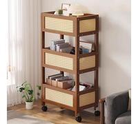 Chariot de rangement, table de chevet en bambou à 3 niveaux avec étagère de rangement, chariot de cuisine utilitaire en bois