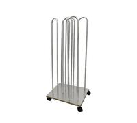 Chariot de rangement universel double face avec 4 roues de frein, support de cintre, chariot mobile pour linge et vente au détail - Argent