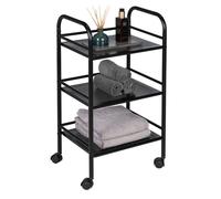 Chariot de Rangement - WENKO - 3 Niveaux - Acier Noir - 41x75x32 cm - Desserte Cuisine/Salle de Bain
