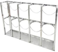 Chariot de réservoir d'oxygène robuste pour stockage de bouteilles de gaz, support de cylindre en acier inoxydable 304 avec chaîne de protection, peut contenir 4 cylindres