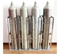 Chariot de réservoir d'oxygène robuste pour stockage de bouteilles de gaz, support de cylindre en acier inoxydable 304 avec chaîne de protection, peut contenir 4 cylindres