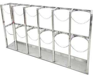 Chariot de réservoir d'oxygène robuste pour stockage de bouteilles de gaz, support de cylindre en acier inoxydable 304 avec chaîne de protection, peut contenir 4 cylindres