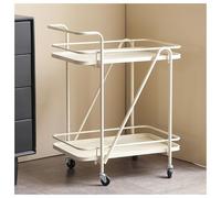 Chariot de restaurant à 2 niveaux avec plaque d'acier renforcée, roues silencieuses, revêtement résistant aux hautes températures, chariot de service polyvalent pour le stockage des aliments et des