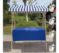 Chariot de restauration ambulant Chariot portable avec auvent, stand pliable mobile, chariot de restauration d'entreprise de 120 à 150 cm de longueur(Blue,120x60x195cm(47.2x23.6x76.8in))