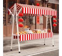 Chariot de restauration ambulant Présentoir de marché pliable rouge de 200 cm de haut, stand de vente, kiosque commercial de 23,6 pouces de large(63x23.6x78.7in(160x60x200cm))