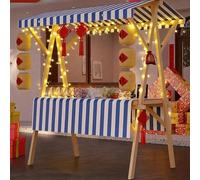 Chariot De Restauration En Bois, Prèsentoir Mobile Avec Auvent De Marché Pliable, Stand Commercial Hot-dogs/glaces/snacks(Blue,150cm/59in)