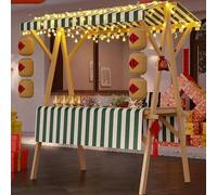Chariot De Restauration En Bois, Prèsentoir Mobile Avec Auvent De Marché Pliable, Stand Commercial Hot-dogs/glaces/snacks(Green2,120cm/47.2in)