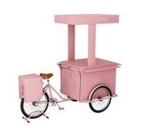 Chariot de Restauration Mobile à 3 Roues, Chariots de Vente de Nourriture en Fer, Grand vélo de Restauration avec boîte de Rangement, véhicule de marché à Vendre, Fleurs, Boissons(B)