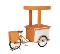 Chariot de Restauration Mobile à 3 Roues, Chariots de Vente de Nourriture en Fer, Grand vélo de Restauration avec boîte de Rangement, véhicule de marché à Vendre, Fleurs, Boissons(A)