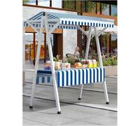 Chariot de Restauration Mobile à roulettes, présentoir de marché extérieur, étagères modulaires pour vendeurs, équipement de Food Truck (Bleu, 110 x 60 x 200 cm)