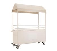 Chariot De Restauration Mobile Avec Auvent Et Roues Verrouillables | Food Truck Complet Pour Marché Et Événements | Idéal Pour Fast Food Et Boissons(White,160cm/63in)