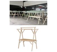 Chariot de restauration pliable for entreprise, chariot portatif en bois, stand de marché, kiosque de vente en plein air for la restauration de rue (cadre uniquement)(With wheels,150x60x200)