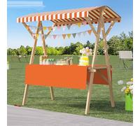 Chariot de Restauration Pliable for Entreprises, Stand Mobile de Vente de Fruits et de Fleurs avec auvent, Chariot de Table sur Pied for vendeurs de Glaces(Orange,Width/120cm)