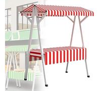 Chariot de salle à manger portable avec auvent de parasol, kiosque de marché pliable, chariot de fournisseur extérieur pour l'affichage de nourriture sur les marchés et événements de rue