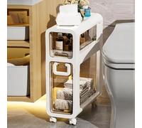 Chariot de salle de bain compact avec roulettes - Armoire de rangement étroite pour salle de bain - Design silencieux - Parfait pour buanderie et salon - Multifonction