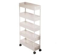 Chariot de salle de bain ultra fin à 5 couches sur roulettes avec suceur plat étroit Blanc