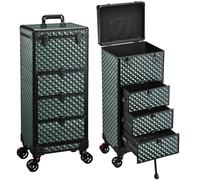 Chariot de salon avec 3 tiroirs, chariot à ongles avec roulettes, station de maquillage, trousse de cosmétologie, étui de rangement pour nail tech, spa, peinture sur visage, coiffeur, maquilleur, vert