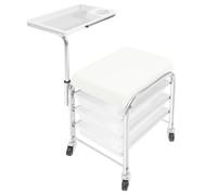 Chariot de salon, chariot de manucure pour les soins de beauté, compartiments de rangement à 3 niveaux, plateau à outils réglable en hauteur, 4 roulettes universelles