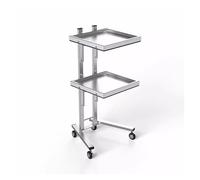 Chariot de salon de beauté à 3 étages en acier inoxydable sur roulettes Support de rangement à roulettes pour salon et cuisine Plateau mobile durable Finition argentée