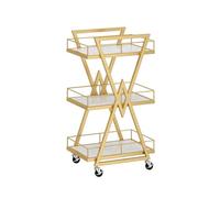 Chariot de salon de beauté avec établi à trois couches avec roulettes, cadre en fer forgé, rangement à trois couches, poulie universelle pratique, convient pour salon de spa (couleur 1)