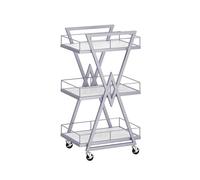 Chariot de salon de beauté avec établi à trois couches avec roulettes, cadre en fer forgé, rangement à trois couches, poulie universelle pratique, convient pour salon de spa (couleur 3)
