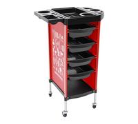Chariot de salon de coiffure, avec 4 tiroirs coulissants, convient pour salons de manucure, institutions médicales, coiffeurs, cliniques vétérinaires, salons de beauté, spas (rouge)