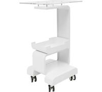 Chariot de salon, métal et acrylique durables, mobilité facile, BLANC