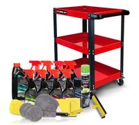 Chariot de Servante 3 Étages sur Roulettes BMTOOLS et Kit Nettoyage Auto Complet 21 Pièces Pomme DUNLOP (Shampoing, Micro, ...)