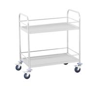 Chariot de service 2 étagères avec poignées en inox - Roulettes pivotantes - 100 kg max. -