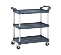 Royal Catering Chariot De Service Cuisine Desserte Débarrassage Restaurant Cantine Vaisselle RC-ST910SS (Capacité 150 kg, Espacement 32 cm, roulettes Pivotantes, 2 Freins, Plateaux 84,5 x 49 cm)