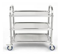 Chariot De Service À 3 Étages, Desserte À Roulettes de Cuisine Inox 95*55*95cm