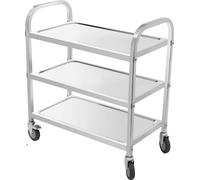 Chariot de service, acier inoxydable durable, mobilité facile, argenté