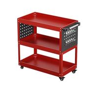 Chariot de Service avec poignées et Roues verrouillables, Chariot à Outils Robuste à 3 Niveaux, Stoneiser, adapté aux ateliers de réparation de Géorgie (Rouge).