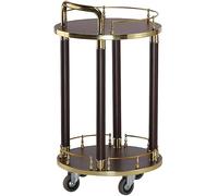 Chariot de service de bar pour hôtel et restaurant de luxe, design rond, 2 niveaux, chariot de débarrassage de boissons, vitrine, table d'appoint, chariot utilitaire, chariot de rangement pour la ma