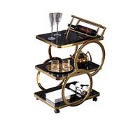 Chariot de service de cuisine en fer forgé pour mobil-home 3 étages Doré 45 63 84 cm
