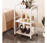 Chariot De Service De Salon avec roulettes Et Tiroirs, Chariot De Coiffure Moderne Blanc Doré avec 2 Étagères, Idéal pour Salle De Bain, Spa, Coiffeur, Institut De Beauté(White)