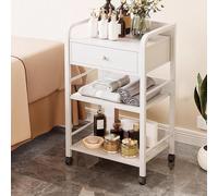 Chariot De Service De Salon avec roulettes Et Tiroirs, Chariot De Coiffure Moderne Blanc Doré avec 2 Étagères, Idéal pour Salle De Bain, Spa, Coiffeur, Institut De Beauté(White a)