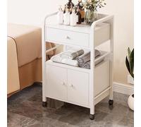 Chariot De Service De Salon avec roulettes Et Tiroirs, Chariot De Coiffure Moderne Blanc Doré avec 2 Étagères, Idéal pour Salle De Bain, Spa, Coiffeur, Institut De Beauté(White B)