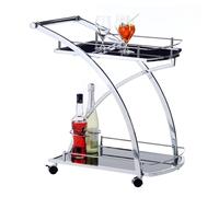 IDIMEX Chariot de Service Evo Chariot à thé et Boisson desserte de Cuisine à roulettes avec poignée en métal chromé, avec 2 Plateaux en Verre trempé Noir et Un Porte Bouteilles