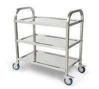 Chariot de Service Desserte Cuisine pour Cuisine 3 Plateaux, Roues Universelles pour Mobile, Convient pour l’hôtels, Restaurants et Foyers de Soins (Argenté, 95x55x95cm)