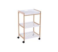 HOMCOM Chariot de Service desserte de Cuisine à roulettes 2 étagères + Plateau Amovible Bois de pin MDF Blanc