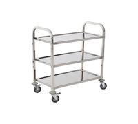 HomCom - Desserte de cuisine chariot 3 étagères, roulettes, acier inox, 85×45×90 cm, chromé gris
